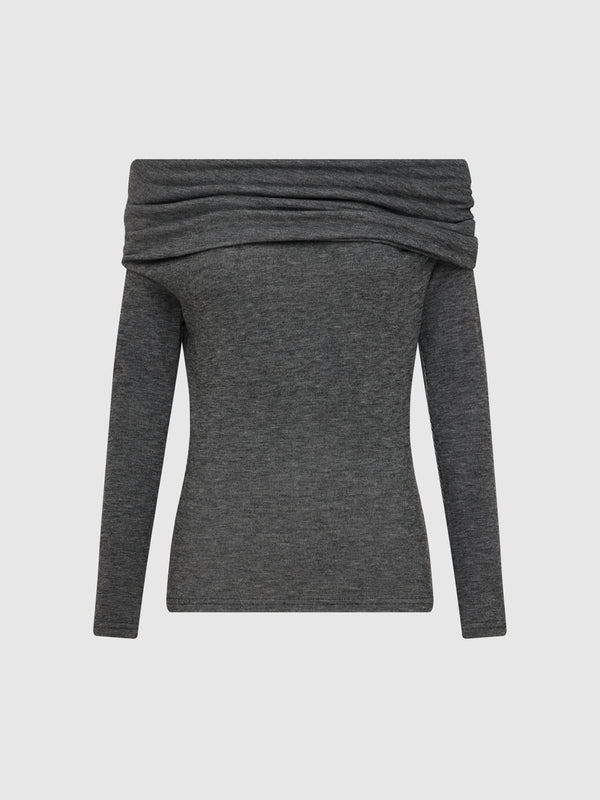 SHEIKE Cozy Knit Top Charcoal 1007692 Ghost Image