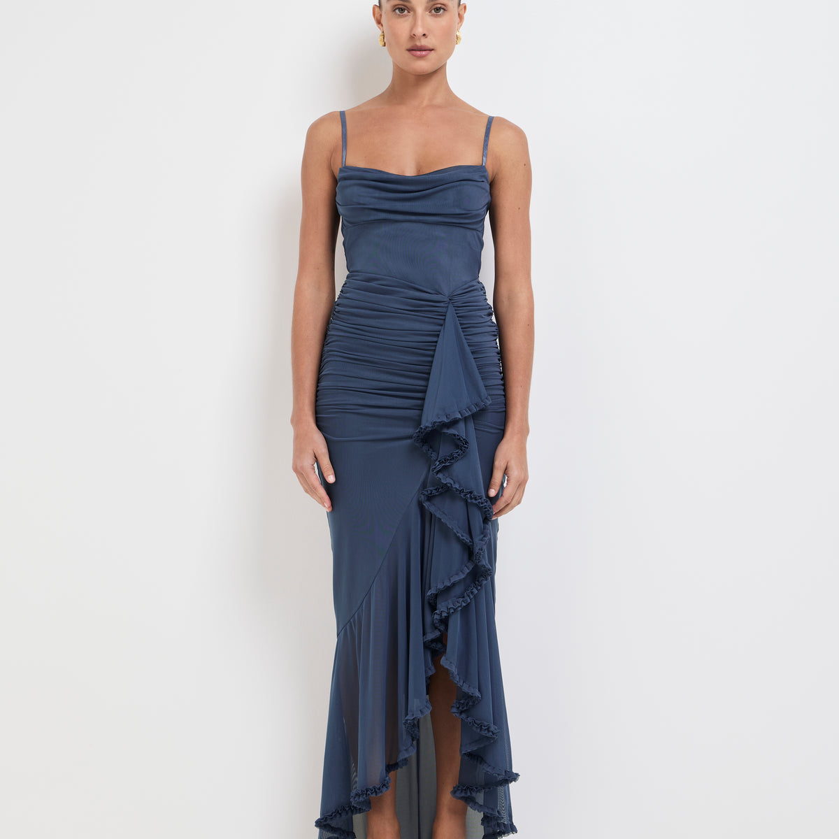 Sienna Dress Navy Mesh Evening Dress SHEIKE