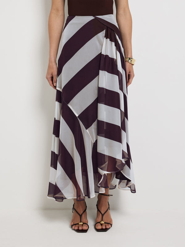 Size6 SHEIKE Lola Maxi Skirt Chocolate Stripe 1007735 Detail Image