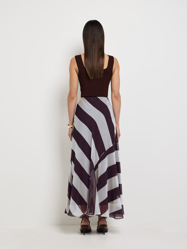 SHEIKE Lola Maxi Skirt Chocolate Stripe 1007735 Back Image