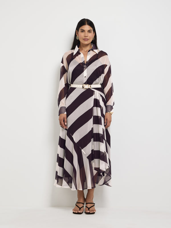 Size12 SHEIKE Lola Maxi Skirt Chocolate Stripe 1007735 Detail Image