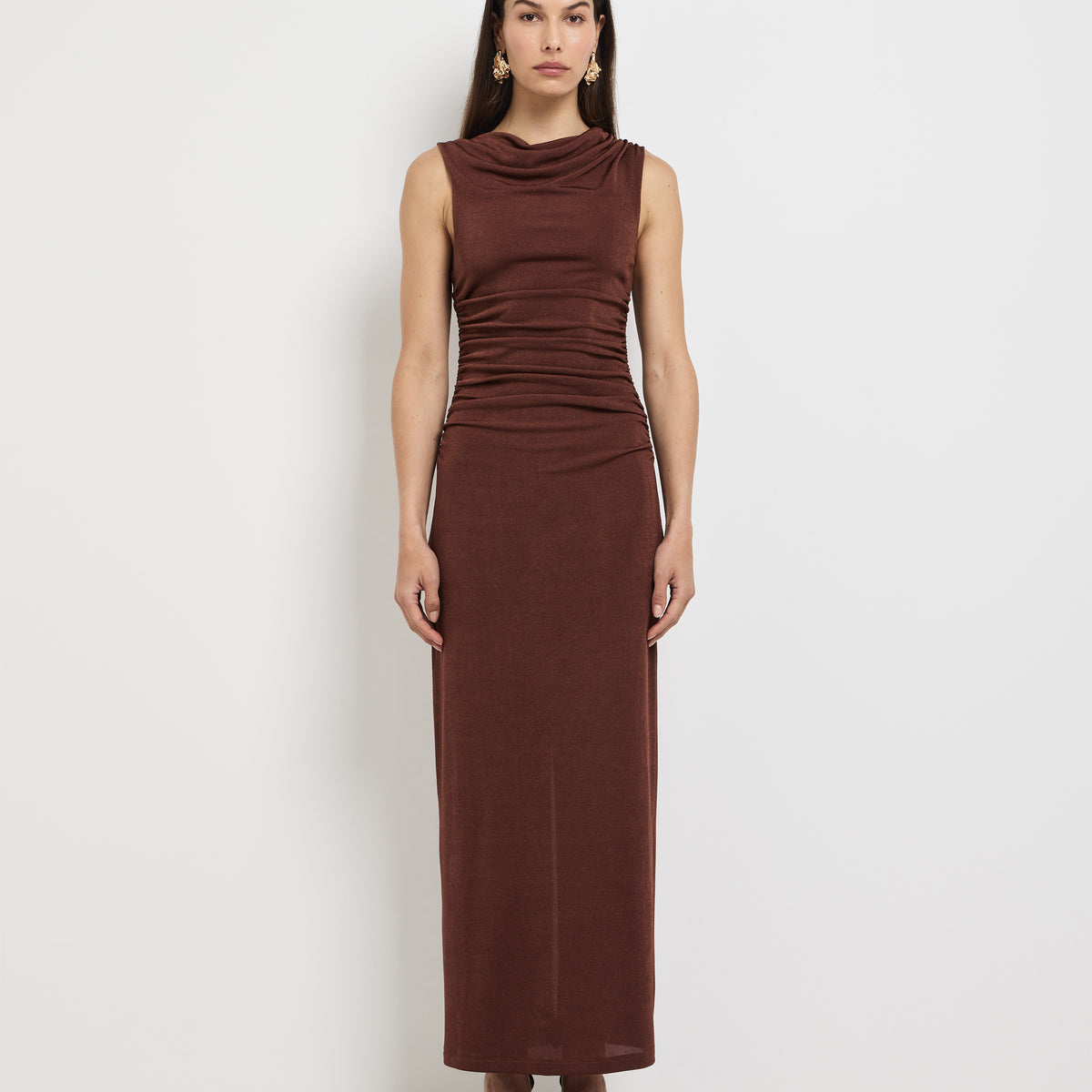 chinese dress ladies Malibu Maxi Dress Chocolate | Stretch Metallic Maxi