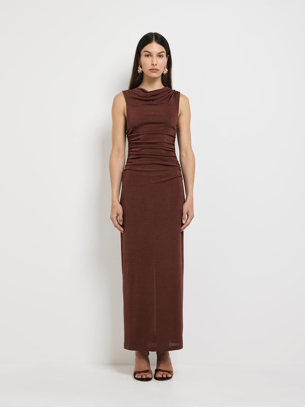 Size6 SHEIKE Malibu Maxi Dress Chocolate 1007920 Front Image