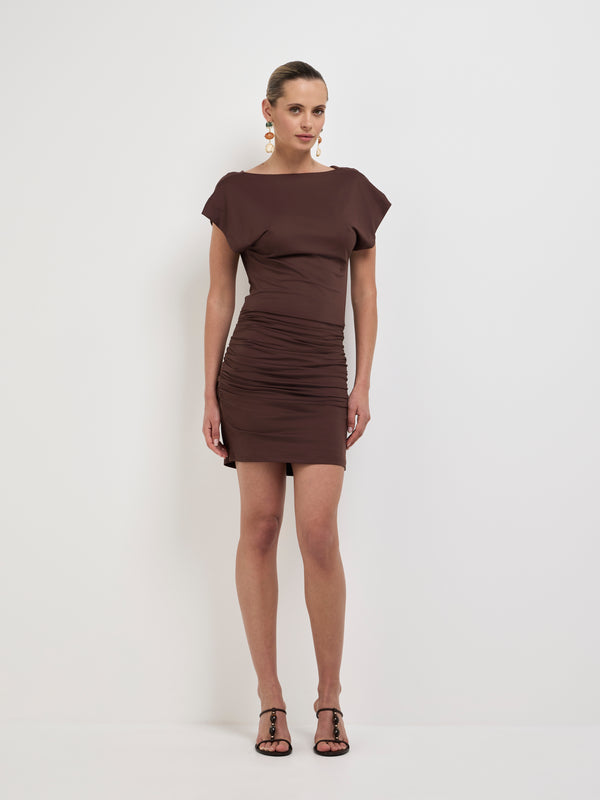 SHEIKE Ava Mini Dress Brown 1008016 Front Styled Image