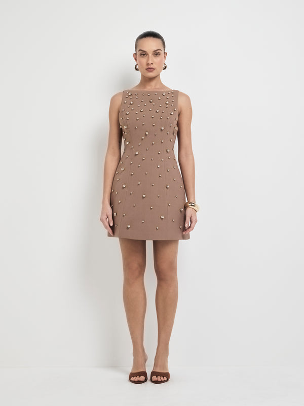 Size8 SHEIKE Firework Mini Dress Mocha 1008017 Front Image