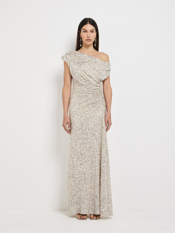 Size6 SHEIKE Martina Maxi Dress Silver 1008455 Front Image