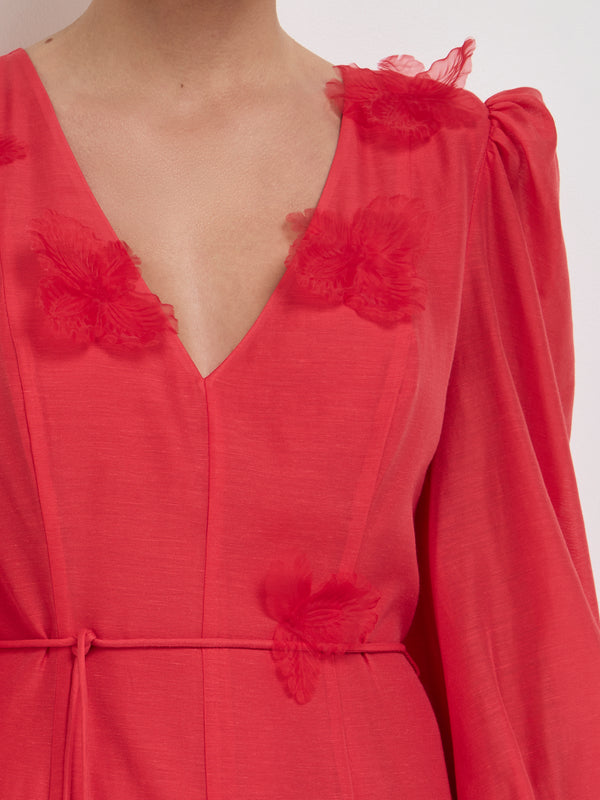 SHEIKE English Rose Maxi Dress Red 1008060 Fabric Image