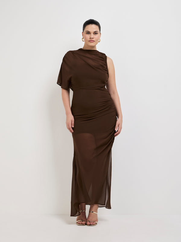 Size12 SHEIKE Davies Maxi Dress Chocolate 1008062 Front Image