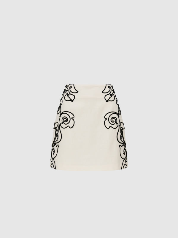 OUTLINE FLORAL MINI SKIRT
