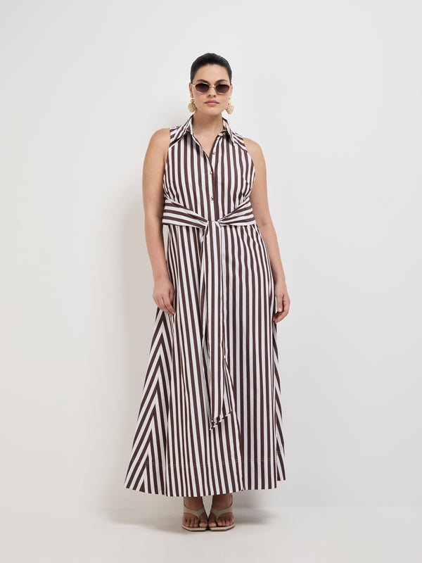 Size12 SHEIKE Anabella Midi Dress Stripe 1008112 Front Image