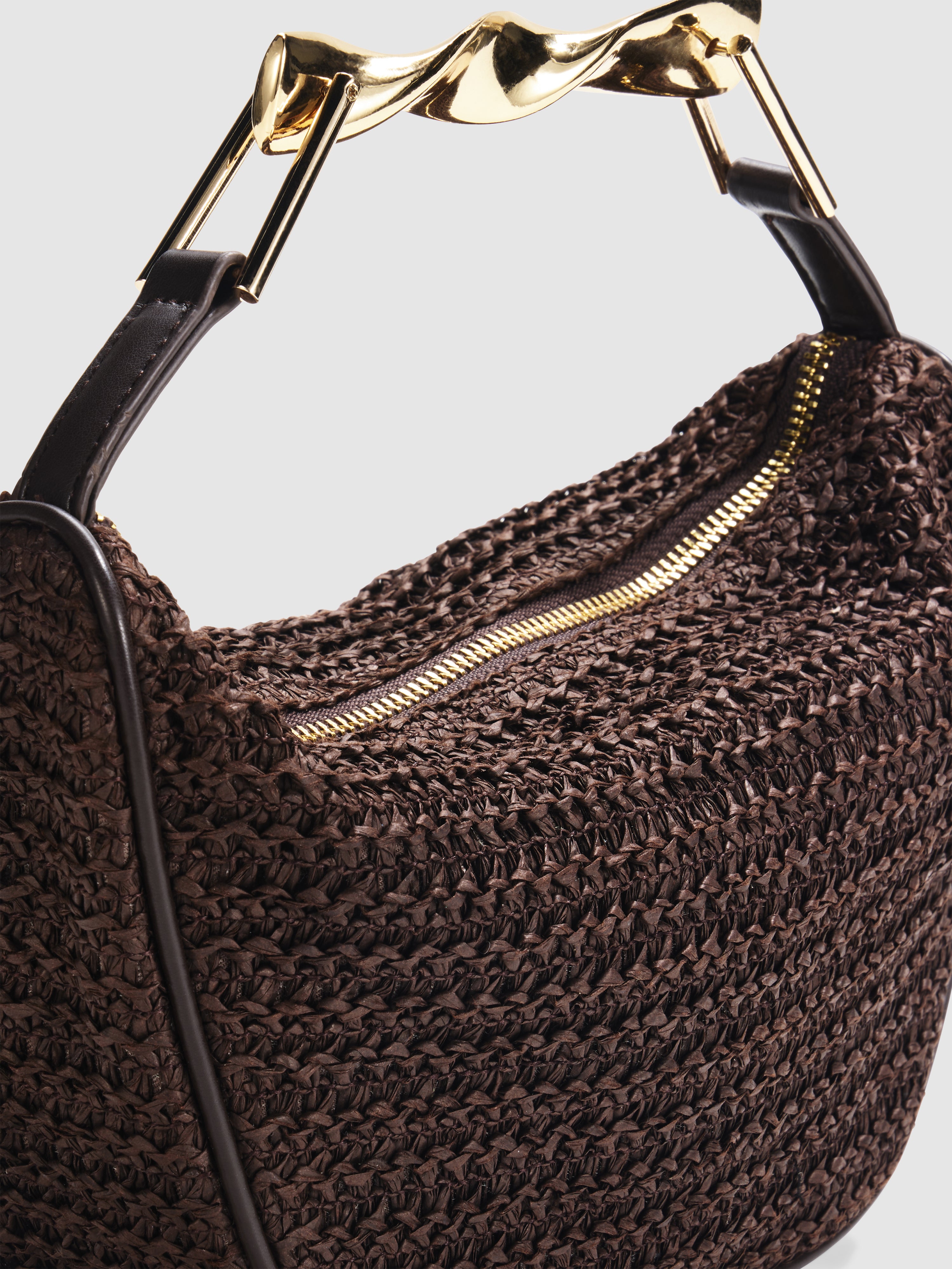 Louisa Bag Chocolate | Raffia Shoulder Bag | SHEIKE