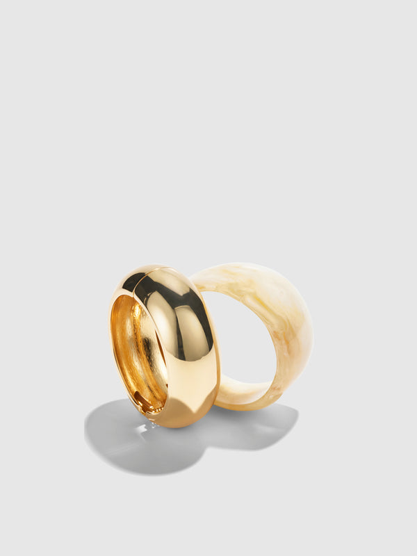 SHEIKE Leia Bangle Set Cream/Gold 1008169 Detail Ghost Image