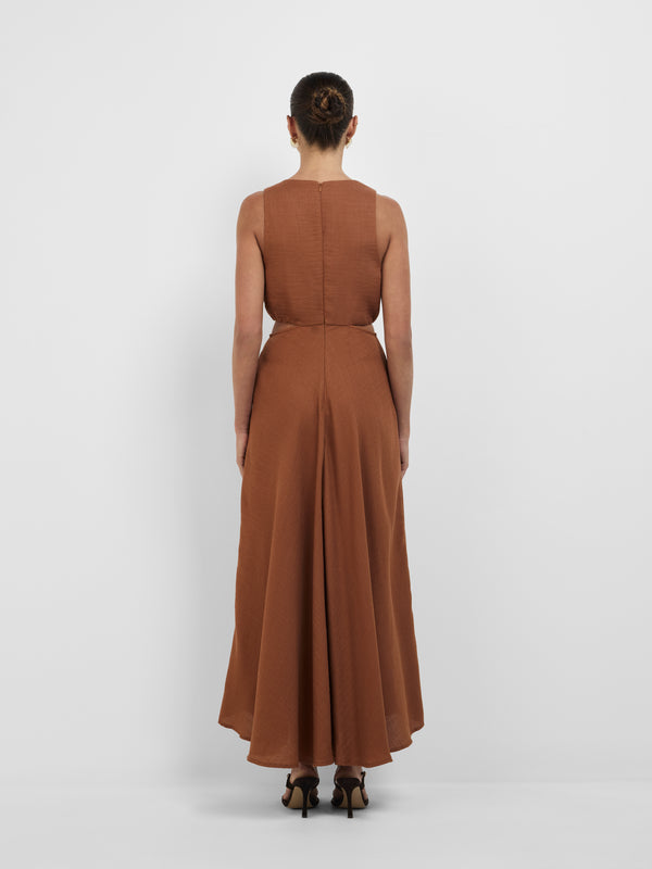 SHEIKE Nomi Midi Dress Caramel 1008181 Back Image