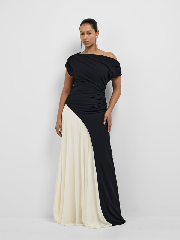 CELINE MAXI DRESS, front view on size 12 model