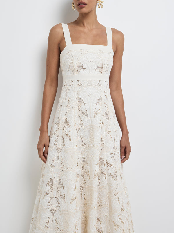 SHEIKE Tropics Embroidered Midi Dress White 1008199 Close Up Image