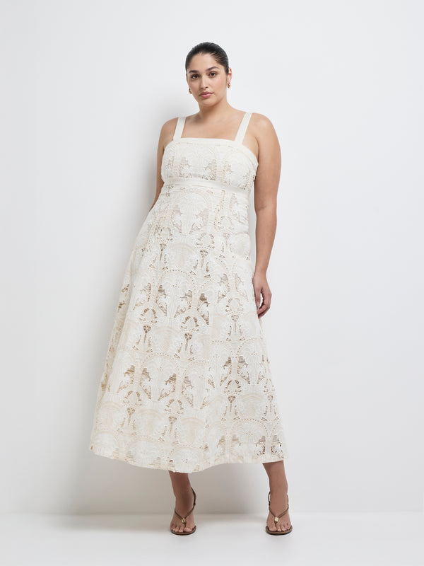 Size16 SHEIKE Tropics Embroidered Midi Dress White 1008199 Front Image