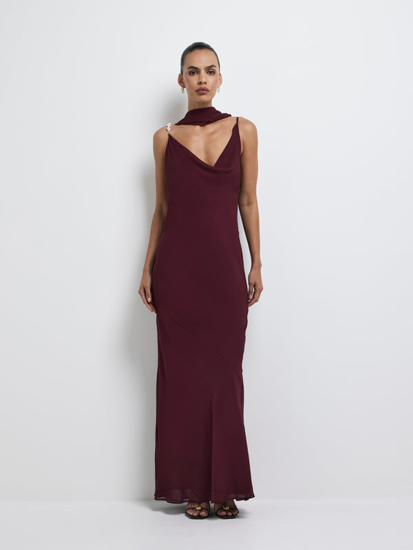 Size8 SHEIKE Anya Maxi Dress Plum 1008219 Front Image