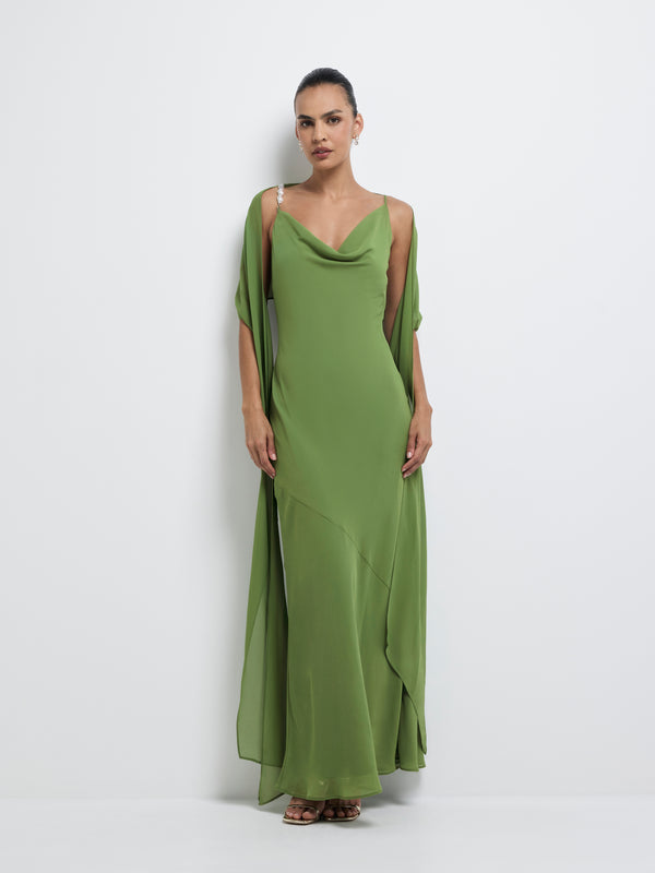 SHEIKE Anya Maxi Dress Green 1008220 Front Image Styled