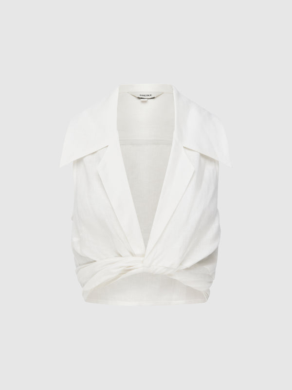 SHEIKE Frankie Linen Top White 1008227 Ghost Image