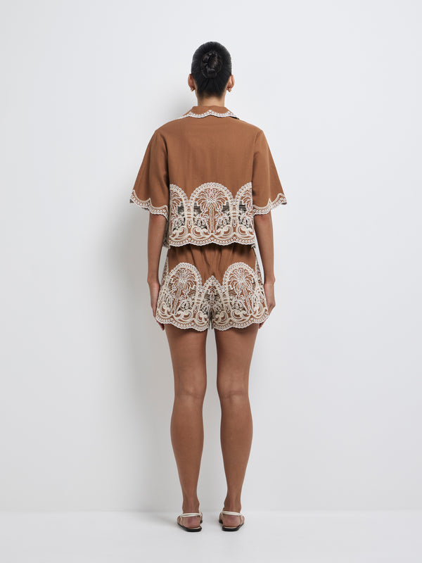 SHEIKE Palom a Embroidered Shirt Brown 1008228 Back Image