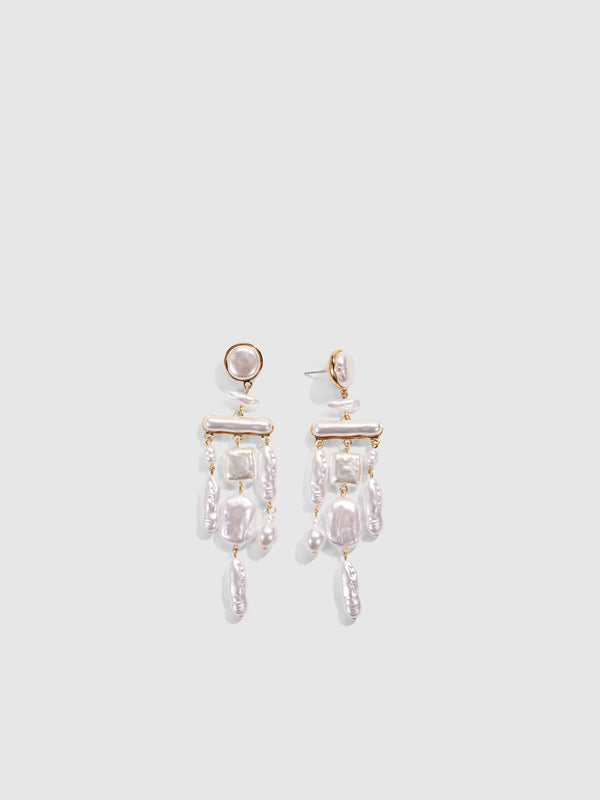 SHEIKE Anya Earrings Gold Pearl 1008416 Detail Ghost Image