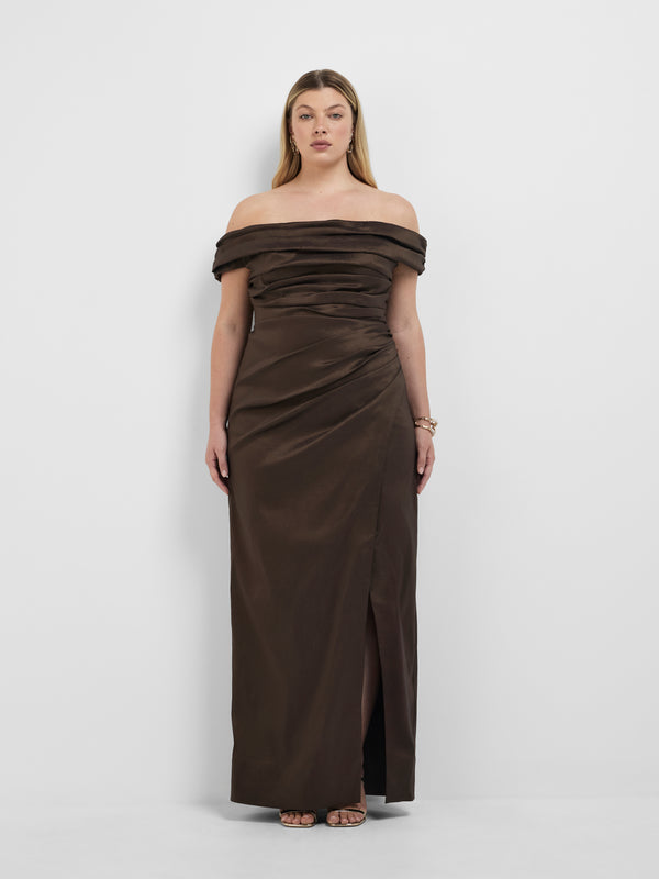 Size16 SHEIKE Brae Gown Chocolate 1008450 Front Image