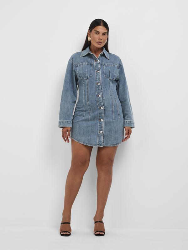 Size12 SHEIKE Ruby Shirt Dress Blue 1008549 Front Image