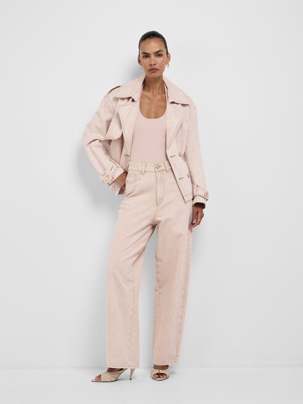 SHEIKE Ava Cropped Trench Pink 1008565 Styled Front Image