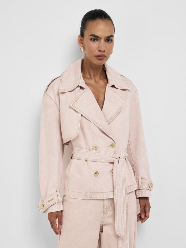 Size8 SHEIKE Ava Cropped Trench Pink 1008565 Close Up Image