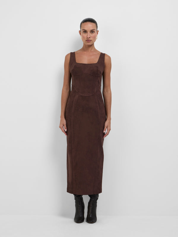 Size8 SHEIKE Nala Midi Dress Cocoa 1008593 Front Image
