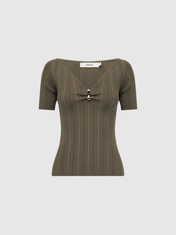 SHEIKE Skyler Knit Top Olive 1008622 Ghost Image