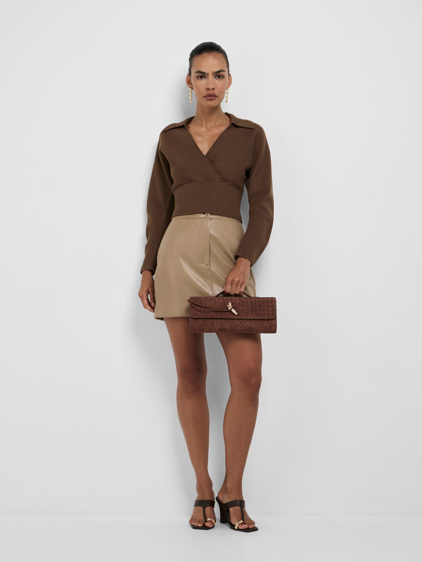 SHEIKE Akira Handle Bag Chestnut 1008628 Front Model Image