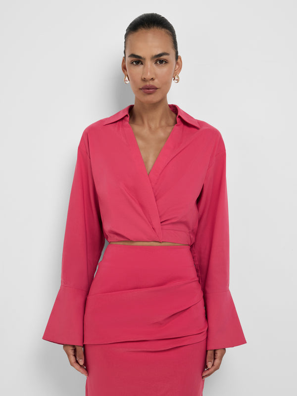 Size8 SHEIKE Madison Cropped Shirt Raspberry 1008647 Close Up Image