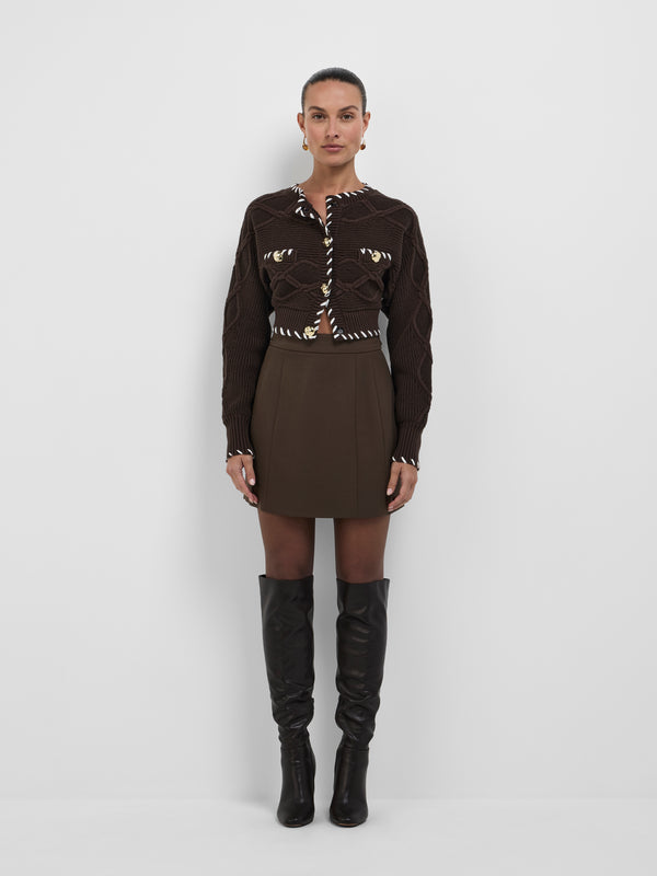 SHEIKE Margot Knit Cardigan Chocolate 1008650 Front Image