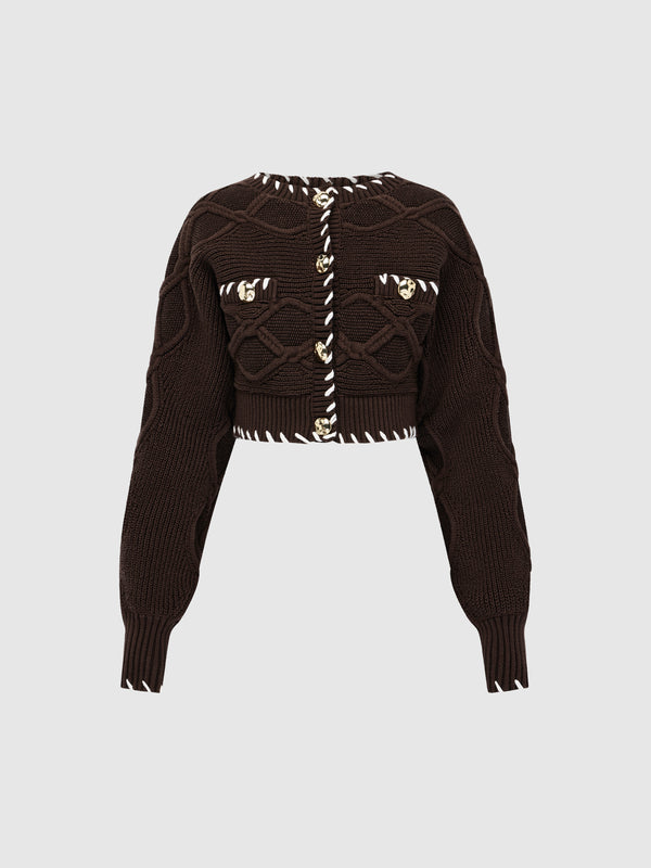 SHEIKE Margot Knit Cardigan Chocolate 1008650 Ghost Image