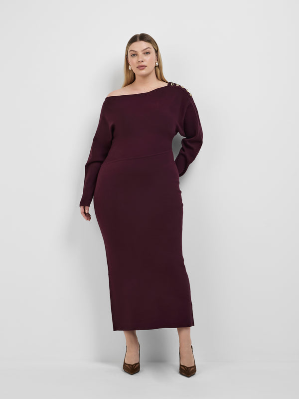 BILLIE KNIT DRESS, front view on size 16 model