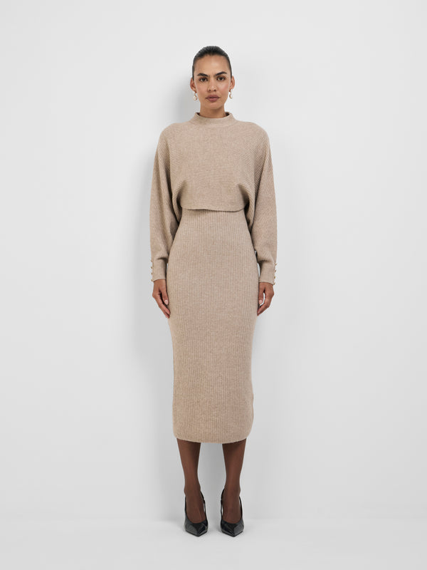 MAYFAIR MIDI KNIT SET, front view on size 8 model