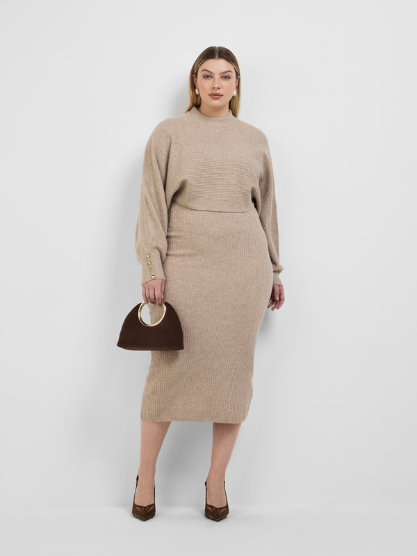 MAYFAIR MIDI KNIT SET, front view on size 16 model