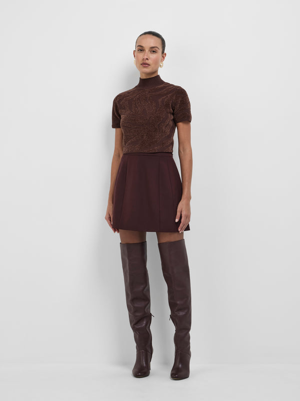 SHEIKE Rita Knit Top Chocolate 1008716 Styled Front Image