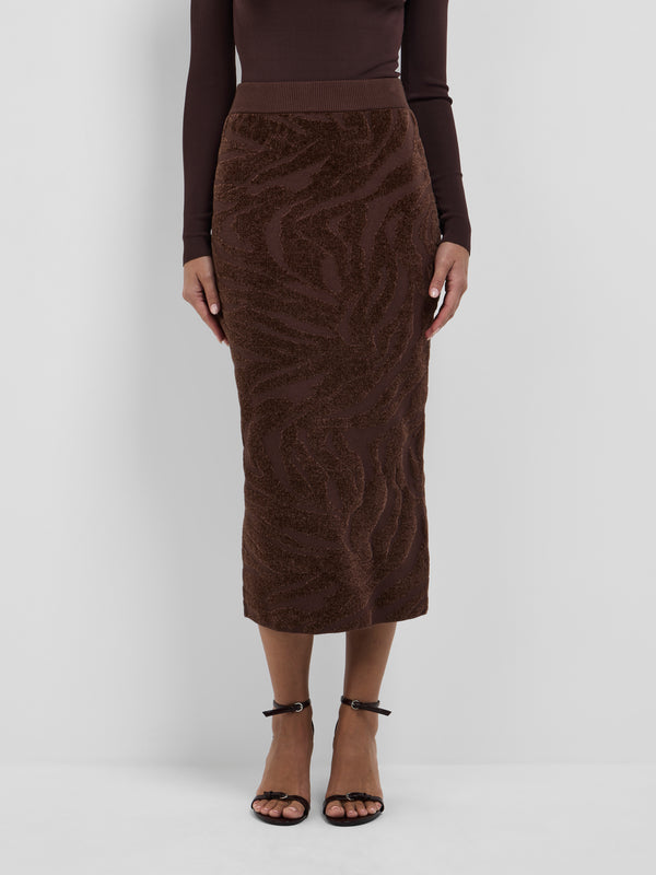 Size8 SHEIKE Rita Knit Skirt Chocolate 1008528 Close Up Image