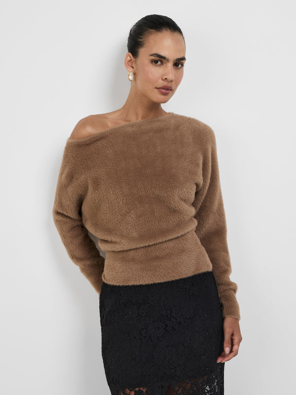 SYLVIE KNIT JUMPER, close-up detail on size 8 model