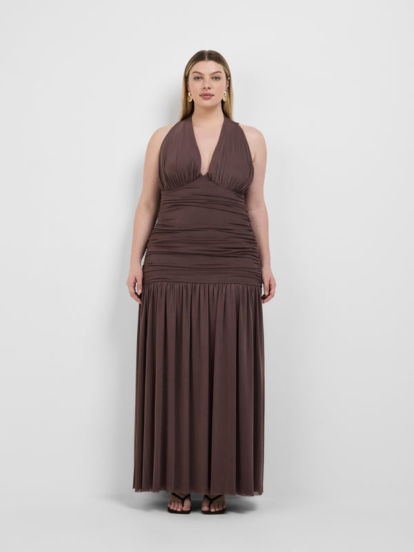 LUNE GOWN, front view on size 16 model