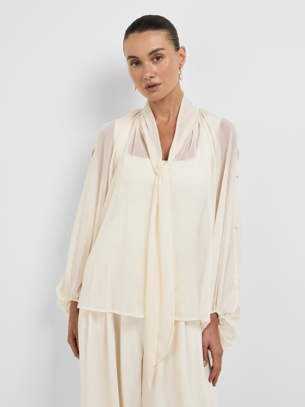 ELMARIE BLOUSE, close-up detail on size 8 model