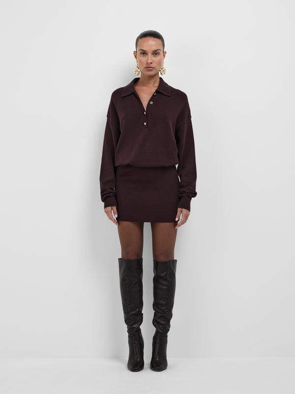 Size8 SHEIKE Evie Knit Dress Chocolate 1008877 Front Image