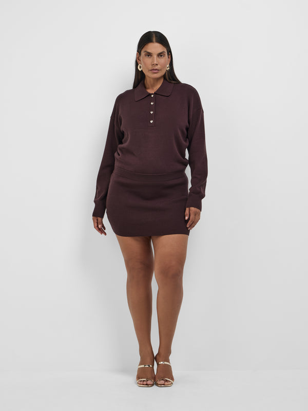 Size12 SHEIKE Evie Knit Dress Chocolate 1008877 Front Image