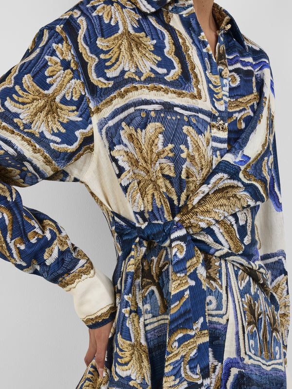 PATCHWORK PALM MIDI DRESS, close-up detail