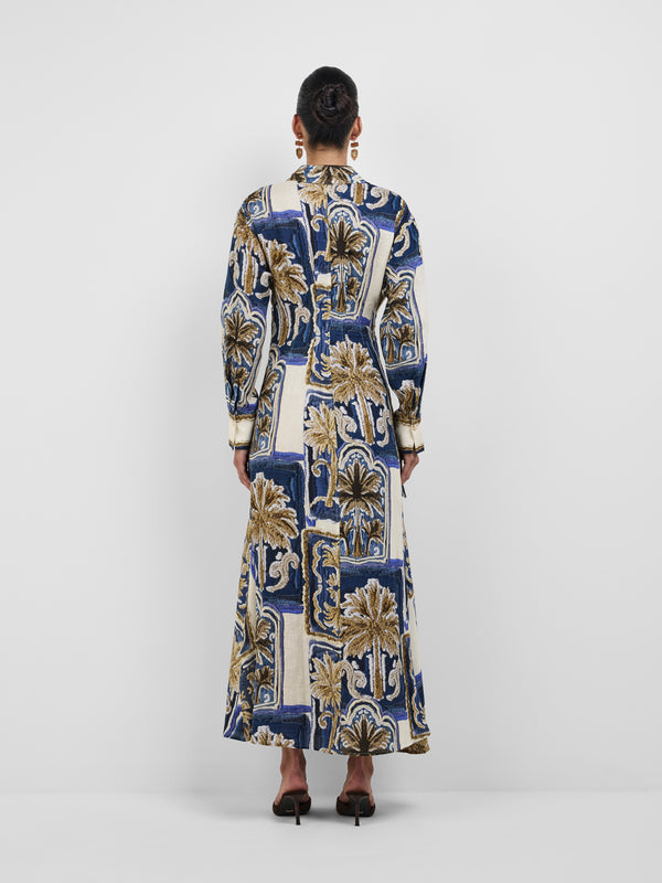 PATCHWORK PALM MIDI DRESS, back view