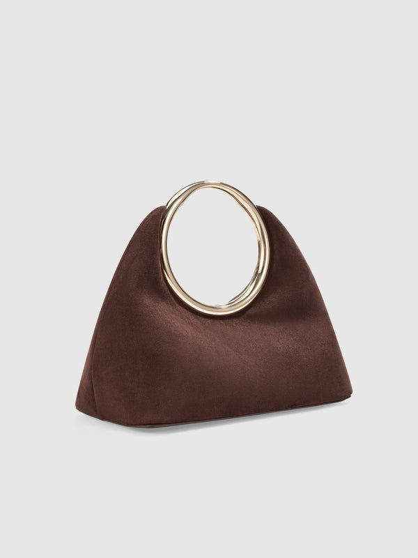 ELLE HANDLE BAG SUEDE, flat lay