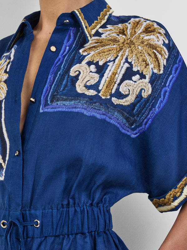 PATCHWORK PALM PLAYSUIT, close-up detail