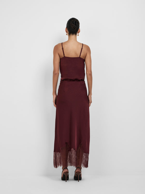 MIYAH SATIN SKIRT, back view
